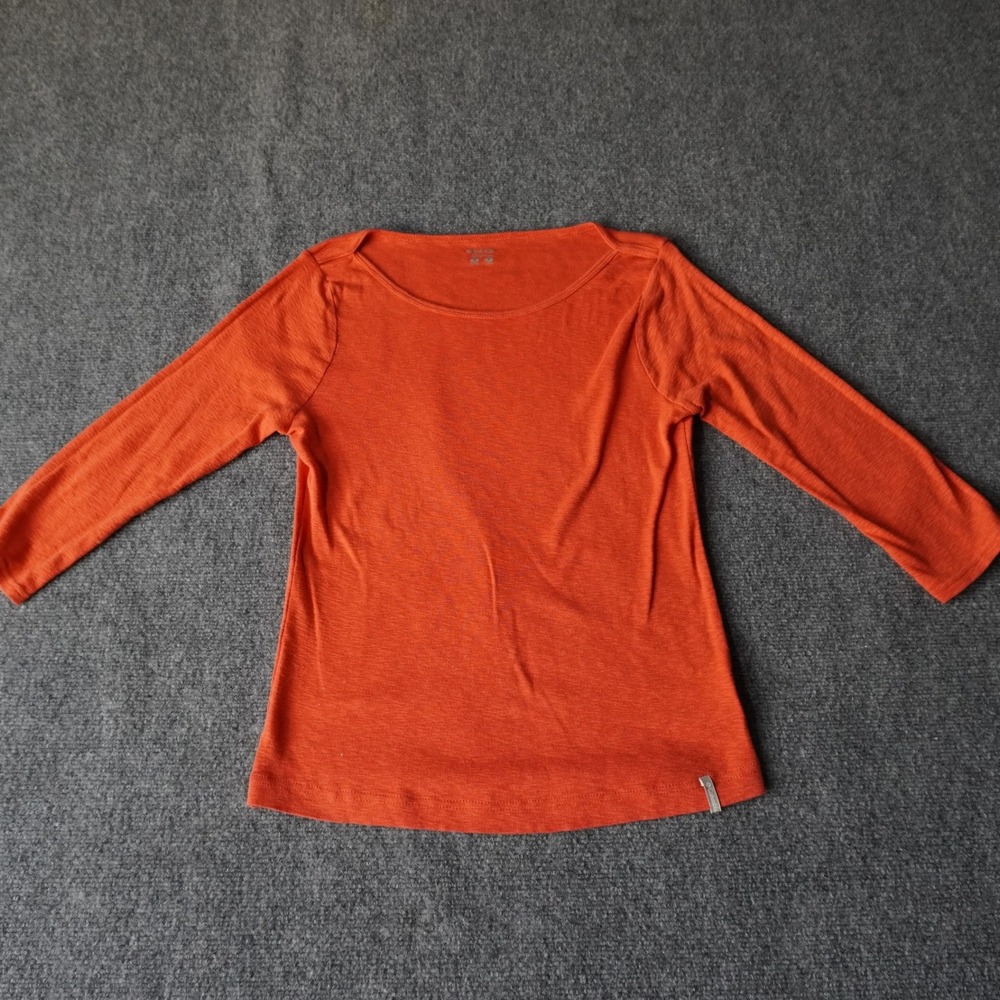 Columbia Womens Top Small Orange 3/4 Sleeve Boat‎ Neck Activewear Shirt